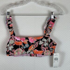 NWT Raisins Tulum Bikini Bra Size Medium Black Orange Pink